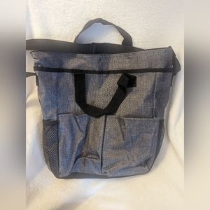 Thirty One Crossbody Organizing Tote in Charcoal Crosshatch Pattern